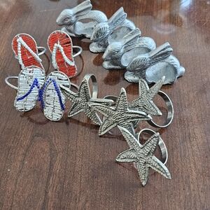Napkin Rings Bundle For Spring Summer - Starfish, Bunny, Flip- Flops
